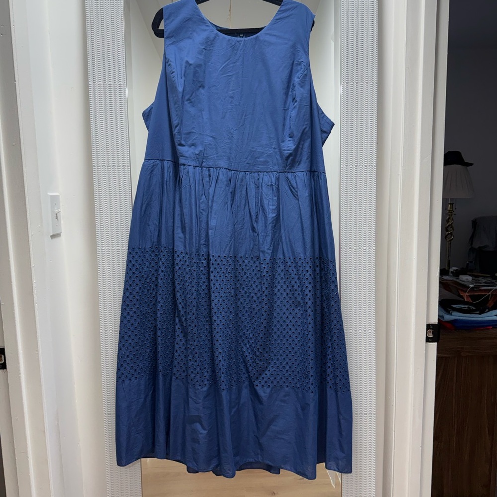 Lane Bryant Navy Eyelet Sleeveless Maxi Dress